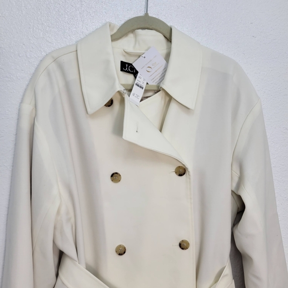 J Crew Trench coat in wool blend Size 16 NWT Cream - Picture 7 of 12